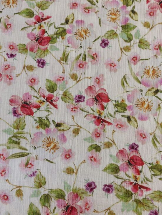 Muslīns ar ziedu rakstu "Vasaras dārzs"