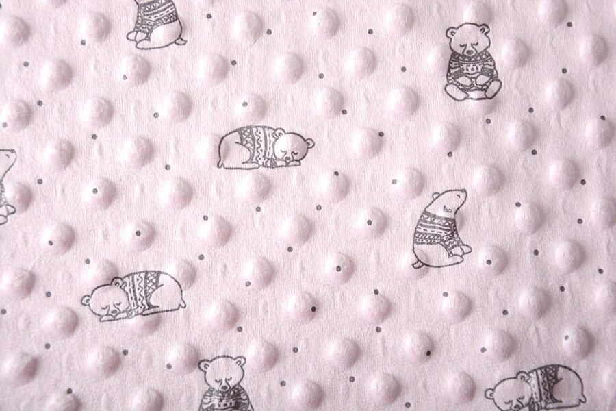 Minky fliss printēts Puder rozā/ Powder Pink
